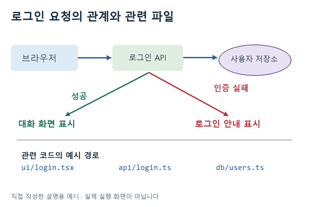 로그인 요청의 관계와 관련 파일