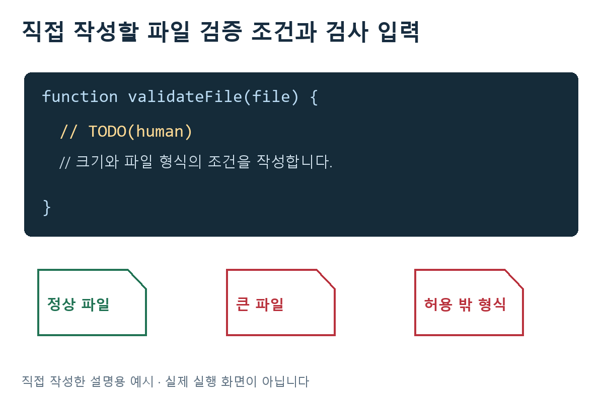직접 작성할 파일 검증 조건과 검사 입력